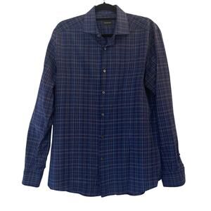 Ermenegildo Zegna Plaid Button Up Shirt Medium Lightweight Spread Collar Italy